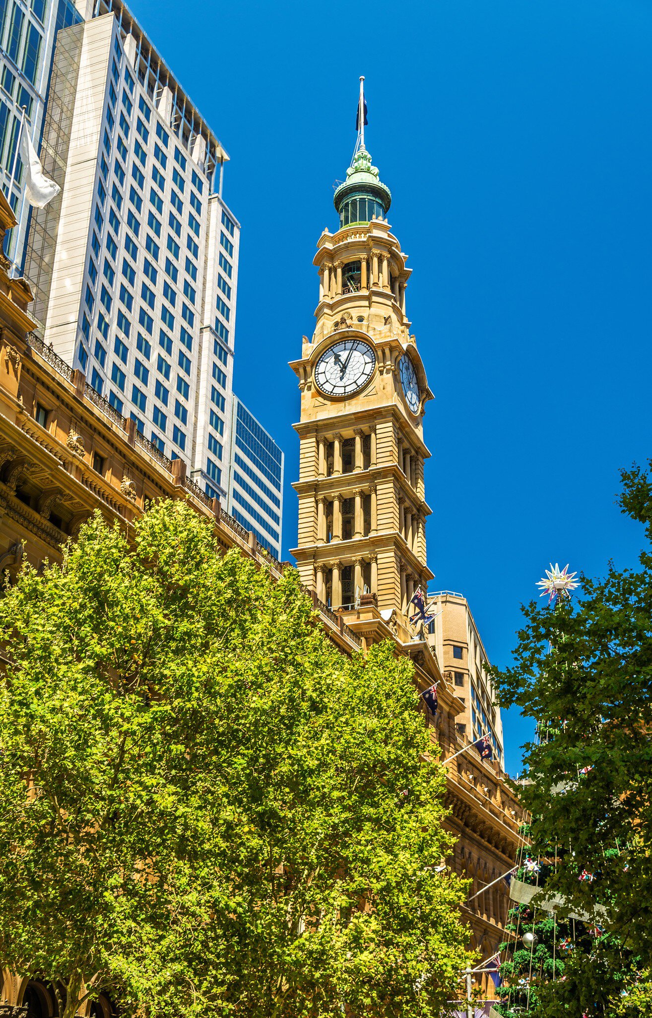 The clock tower of the General Post Office in Sydney, Australia.