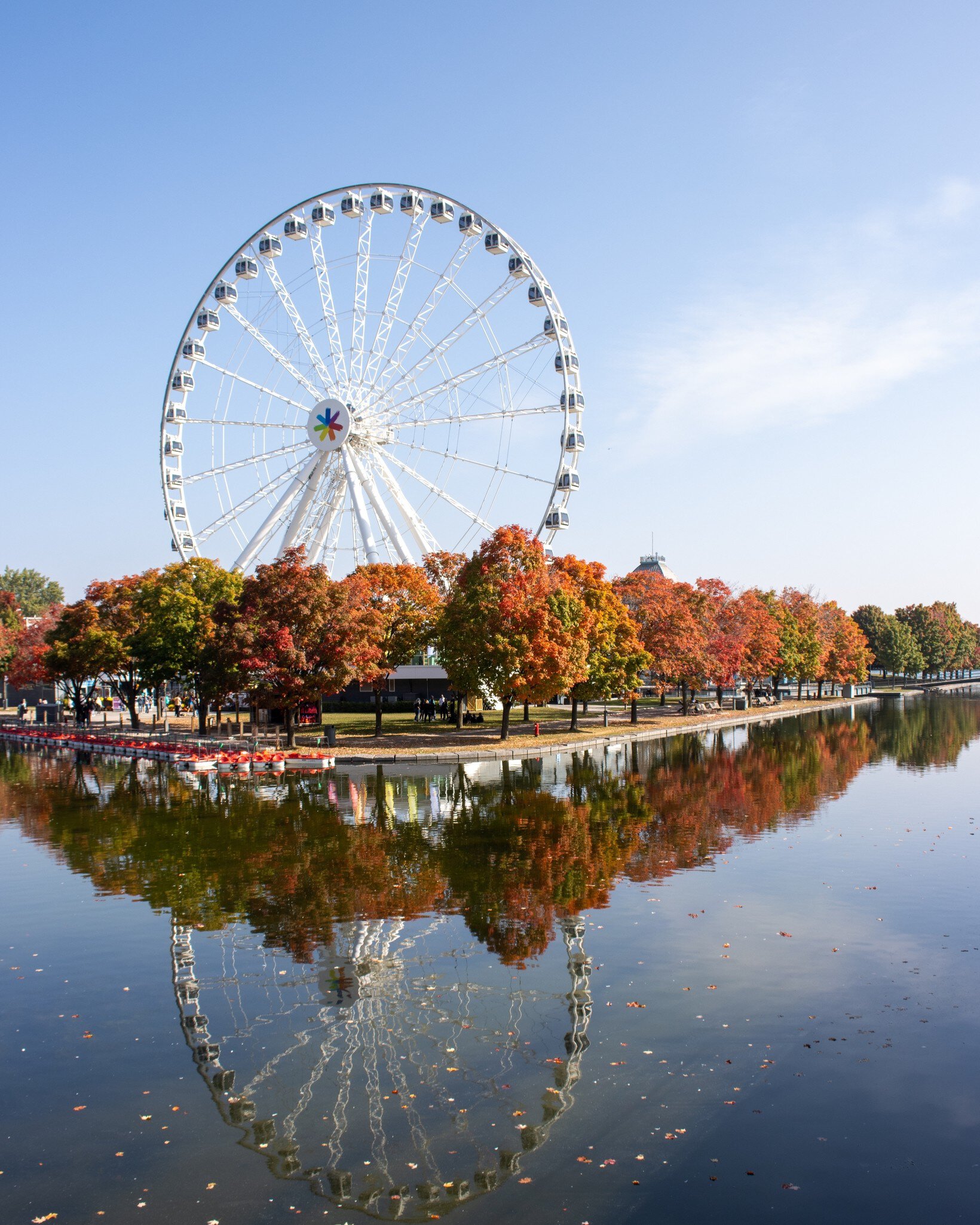 The wheel at old port in Montreal on an early autumn day with a reflection in the water and bright autumn colours , License Type: media, Download Time: 2025-04-25T16:06:56.000Z, User: katelyn.perry_lonelyplanet, Editorial: false, purchase_order: 65050 - Digital Destinations and Articles, job: wip, client: wip, other: Katelyn Perry