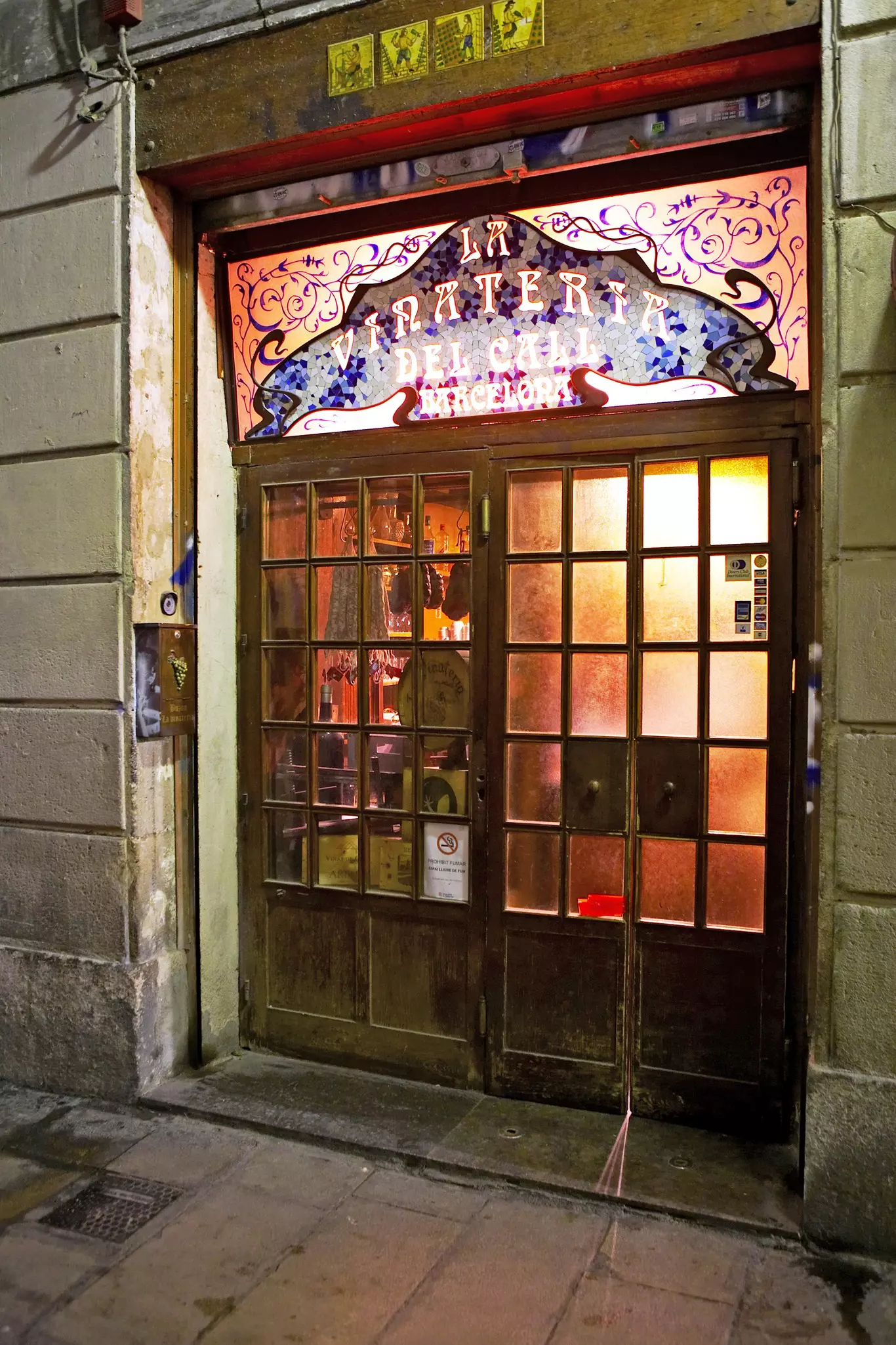 Exterior of La Vinateria del Call in Barcelona, Spain.