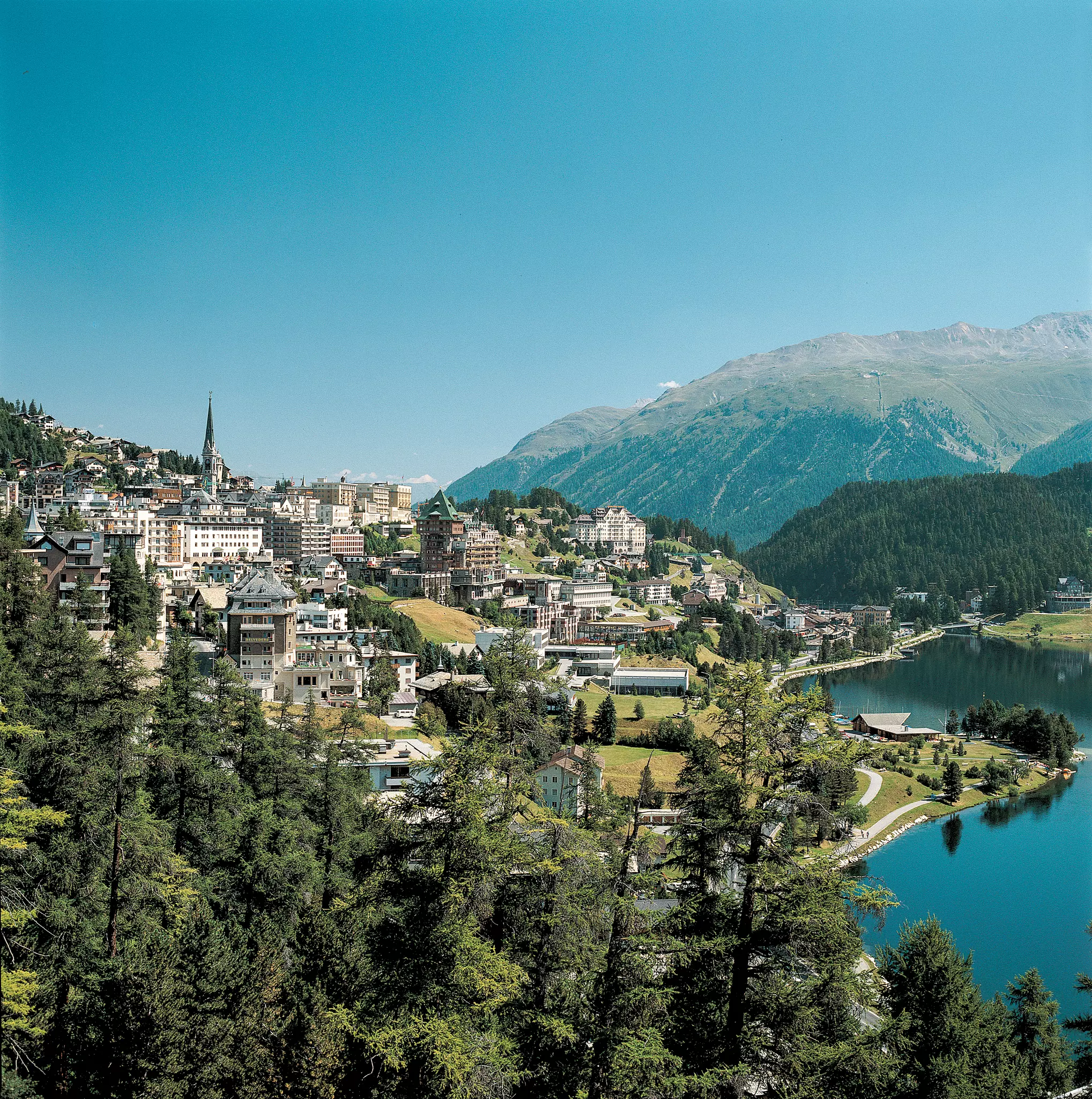 St. Moritz and frozen lake and skate path