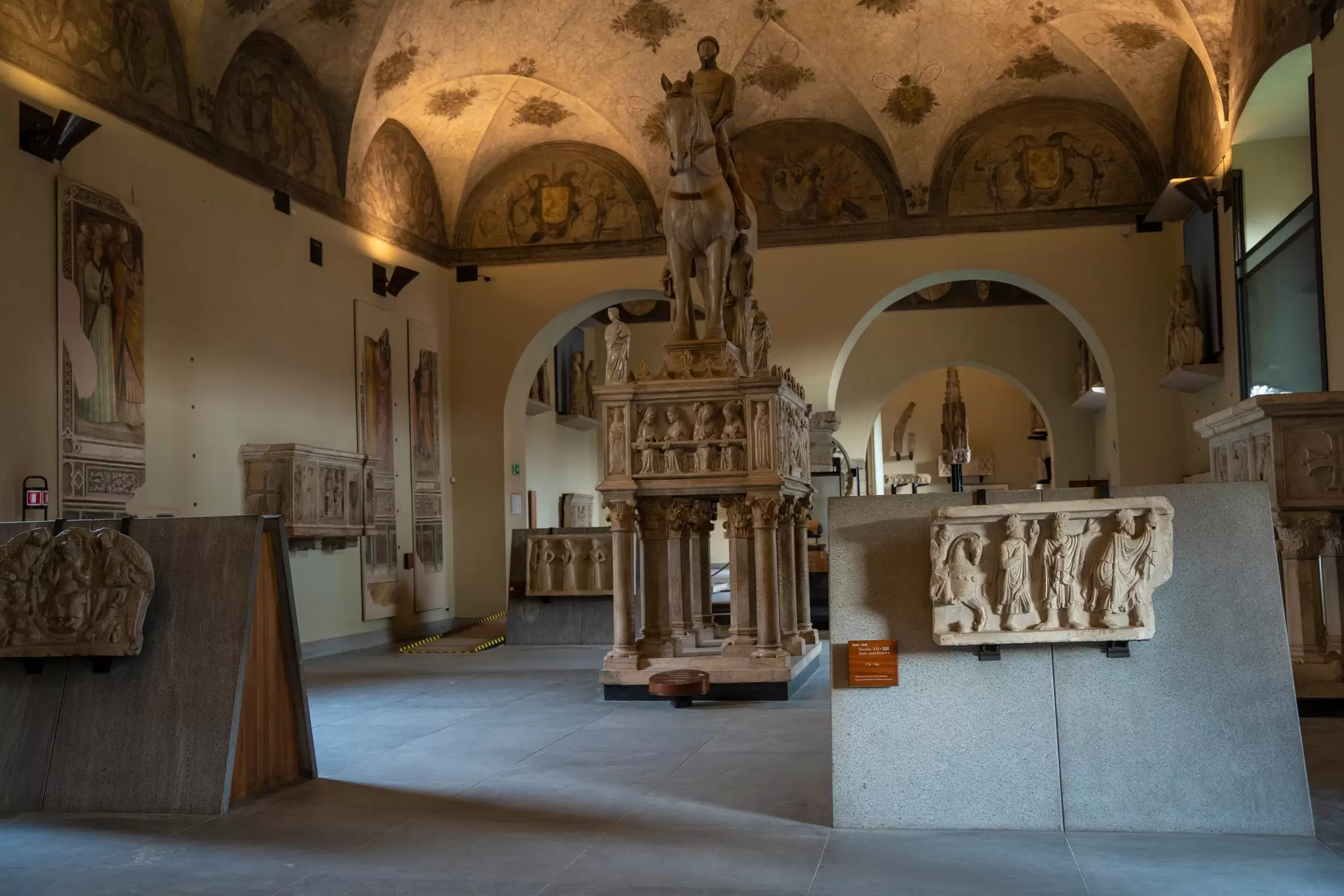 The Equestrian monument to Bernabò Visconti in the Museum of Ancient Art, located within Sforza Castle.