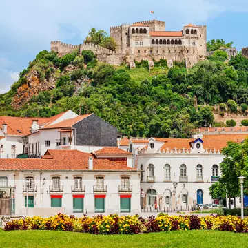 View of the Castelo de Leiria on a sunny day in Leiria, Portugal.