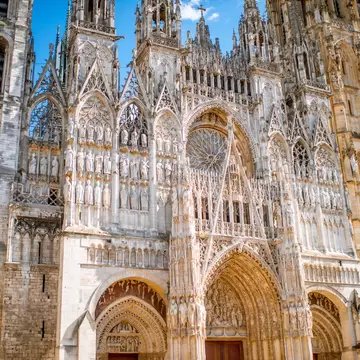 Facade of the Rouen Gothic cathedral.