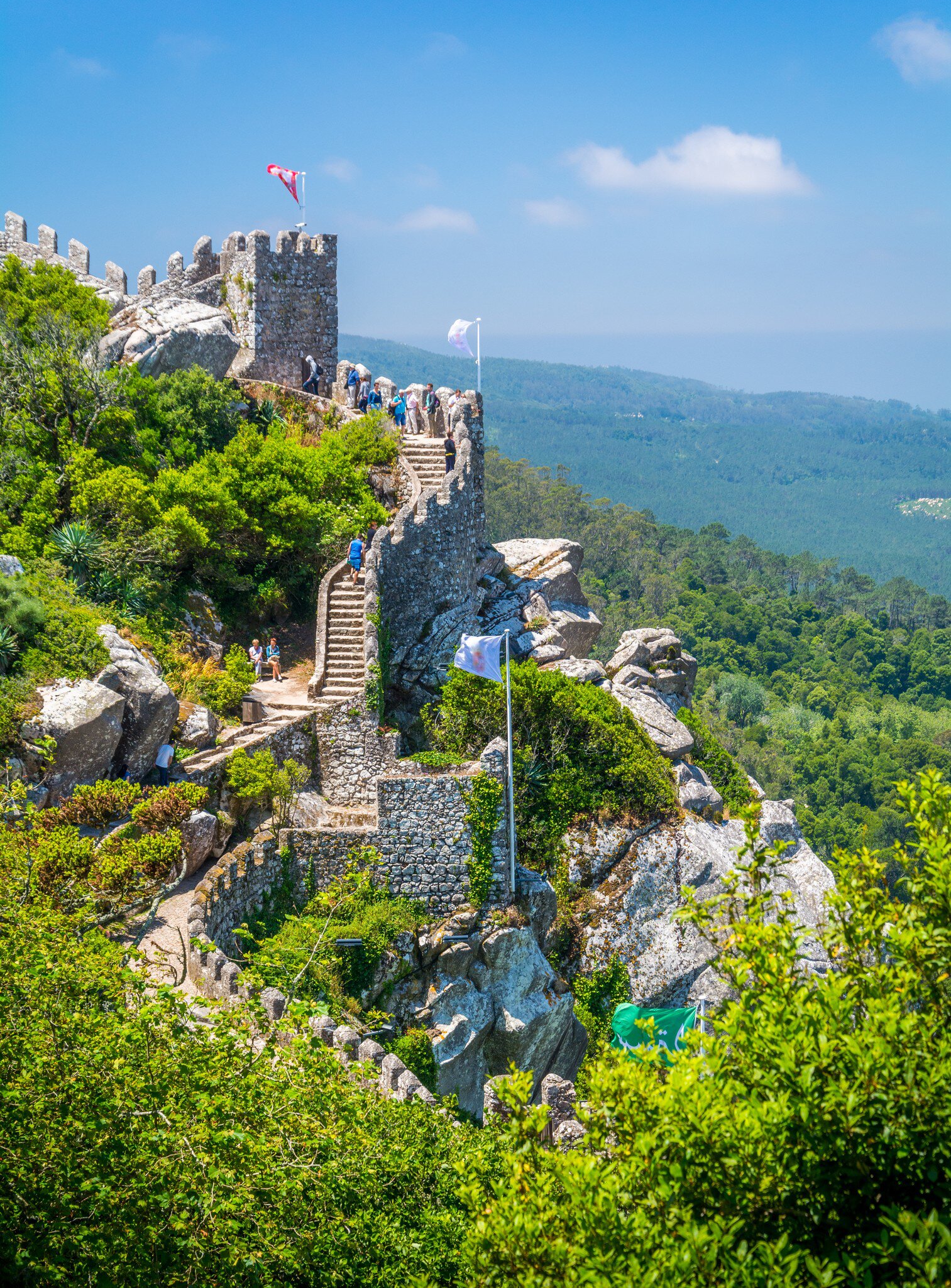 View over the Castelo dos Mouros, a Moorish Castle in Sintra, Portugal.