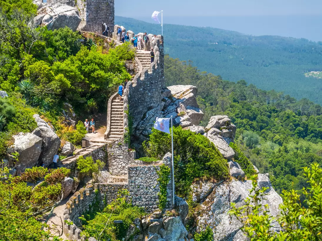View over the Castelo dos Mouros, a Moorish Castle in Sintra, Portugal.