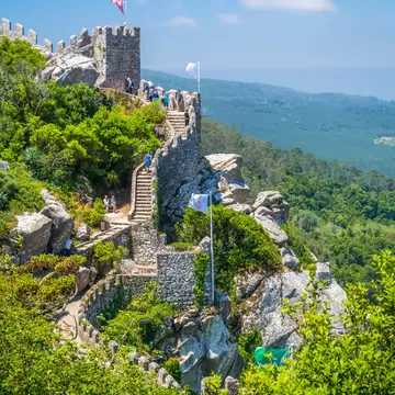 View over the Castelo dos Mouros, a Moorish Castle in Sintra, Portugal.