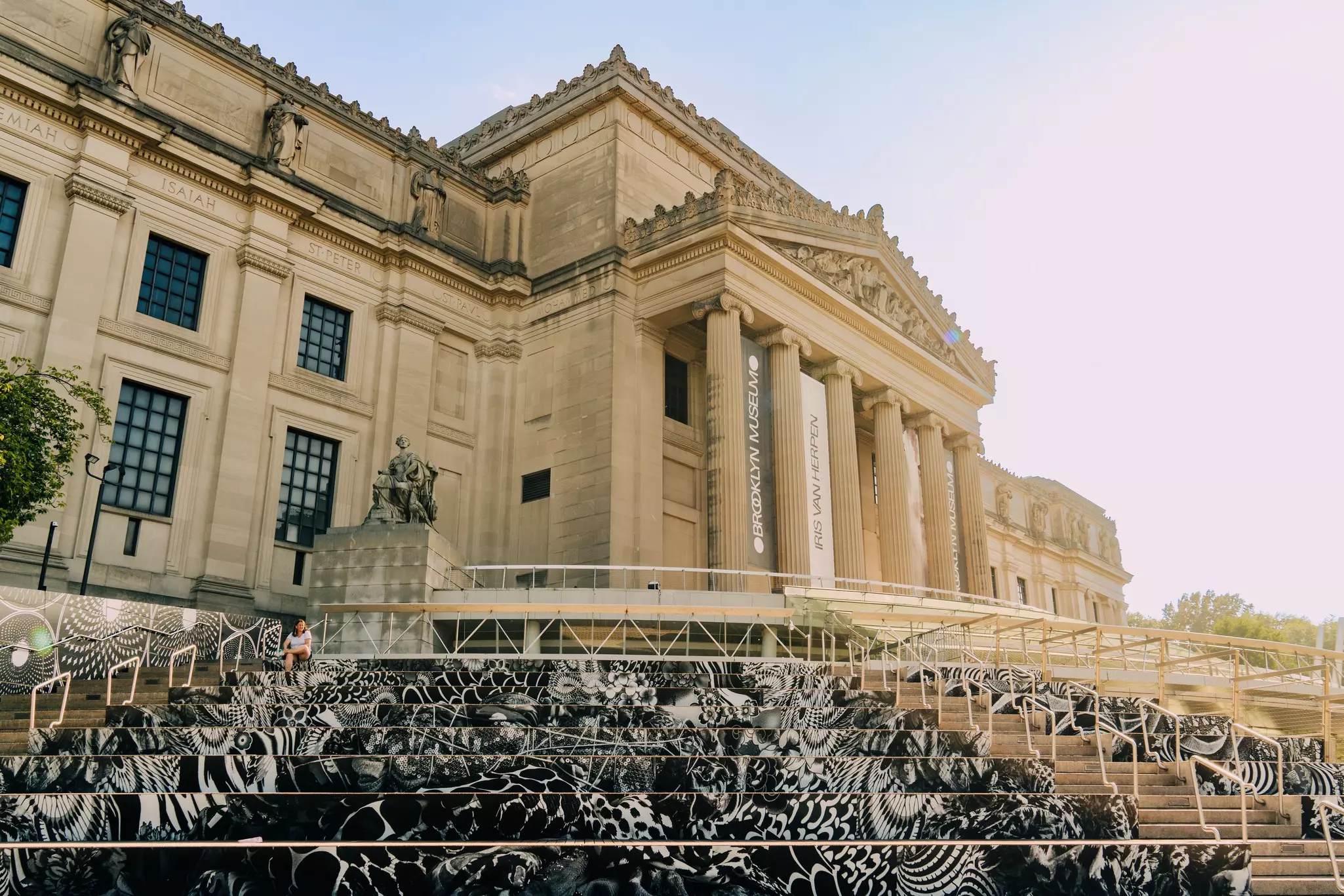 The entrance steps to the Brooklyn Museum. Brooklyn, New York City, USA.