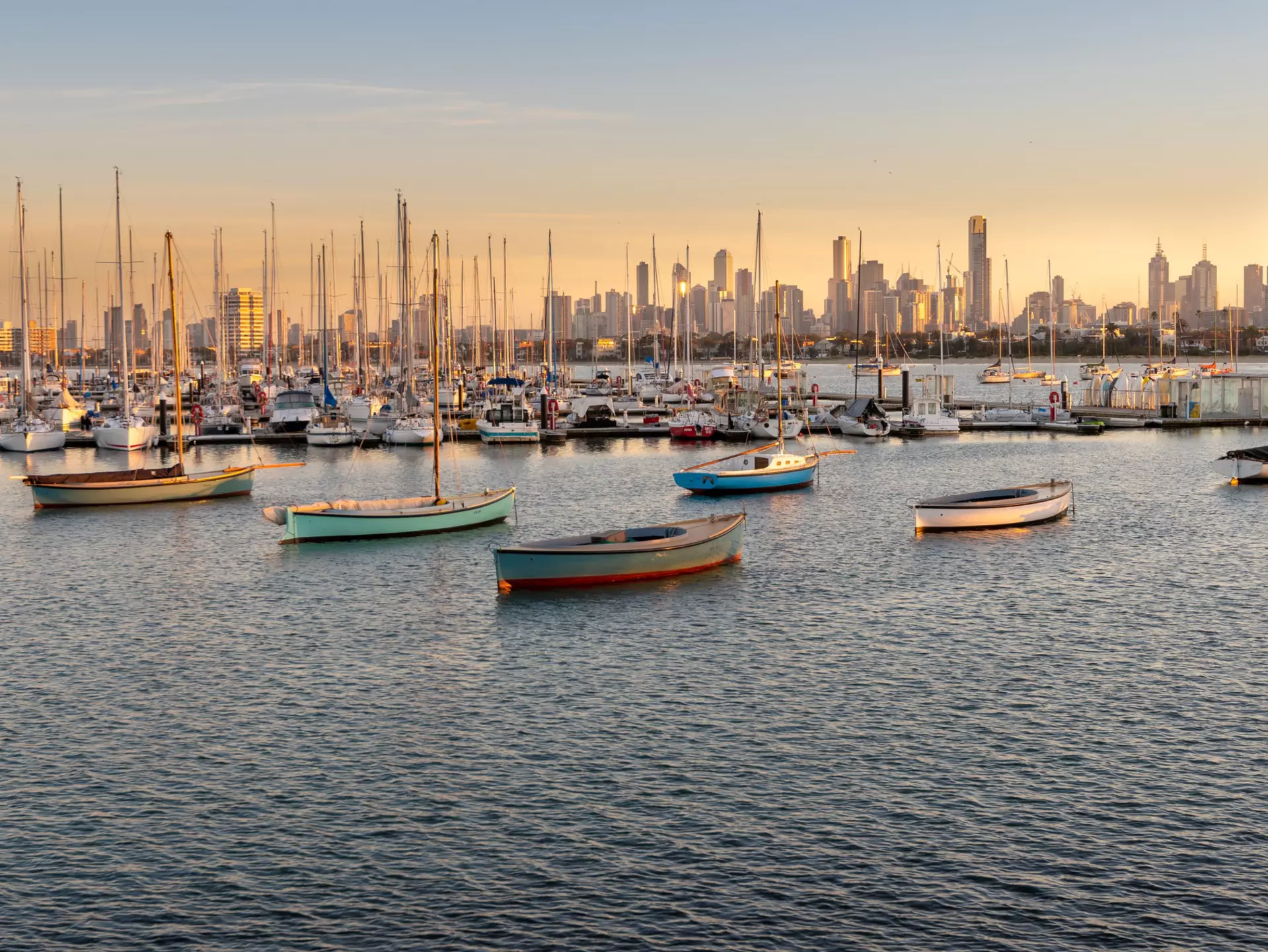 Melbourne's skyline viewed from St Kilda.	sharrocks/Getty Images