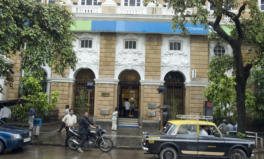 Exterior of Standard Charter building on Mahatma Gandhi Road.