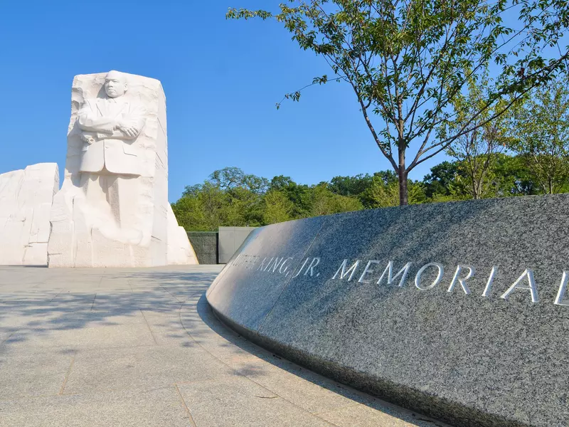 The Martin Luther King Jr Memorial located on the National Mall on the Tidal Basin in Washington, DC.