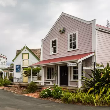 Nelson, New Zealand - 22 December 2019: Relocated building of the 'Evening Mail Office, R. Lucas & Son' (left side) and other heritage buildings at Founders Park, Nelson., License Type: media, Download Time: 2026-03-09T07:50:09.000Z, User: LP_YKhanna, Editorial: true, purchase_order: 65050 - Digital Destinations and Articles, job: LP, client: App Content, other: Yuvraj Khanna