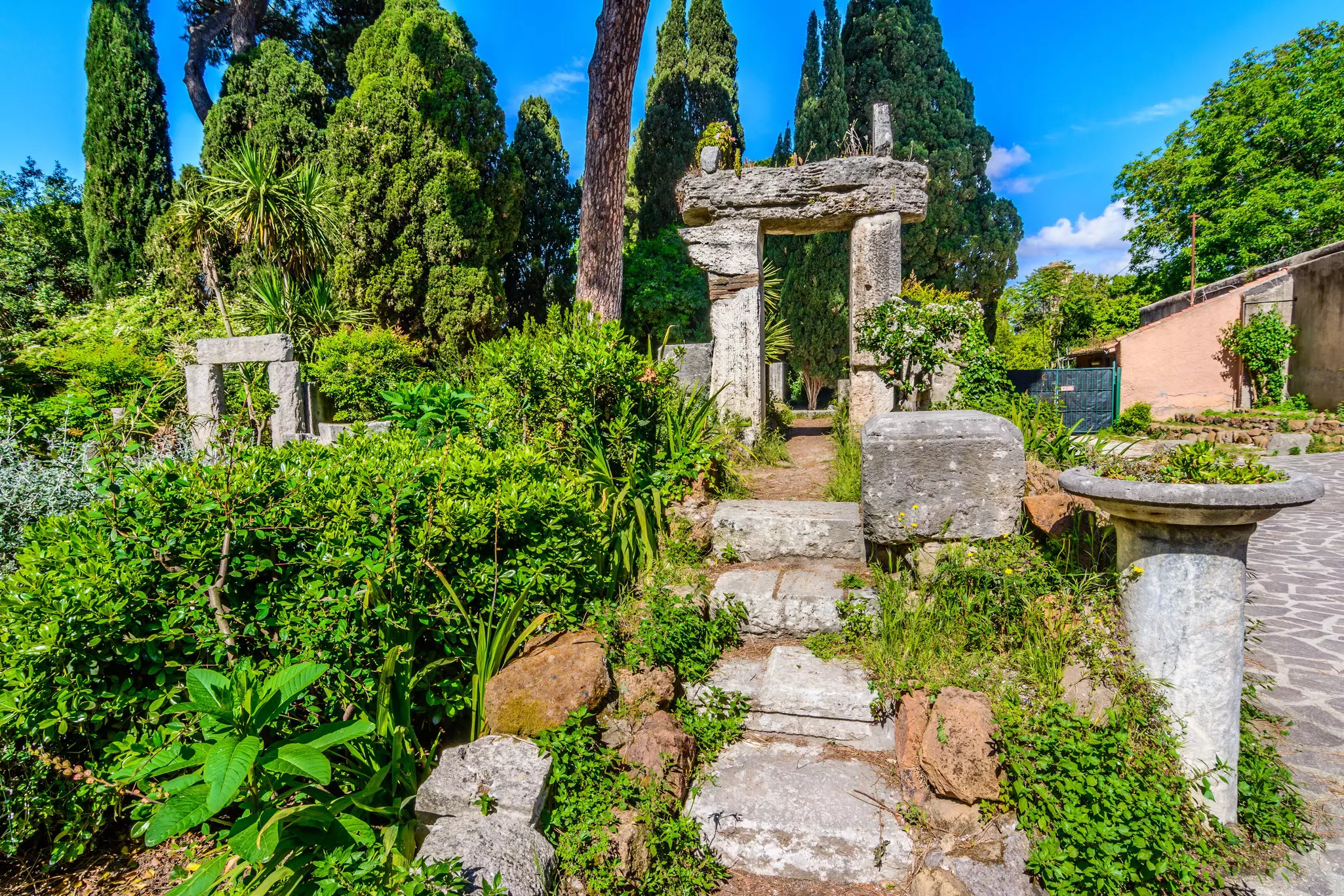 Ancient roman ruin at Villa Celimontana, Roma, Italy