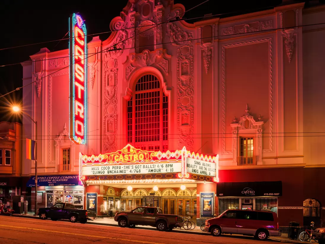 SAN FRANCISCO, UNITED STATES - APRIL 3: Castro Theater in Castro street, San Francisco, California, United States on April 3, 2013. The Castro Theater is a popular San Francisco movie palace.  License Type: media  Download Time: 2023-05-20T06:36:25.000Z  User: claramonitto  Is Editorial: Yes  purchase_order:   