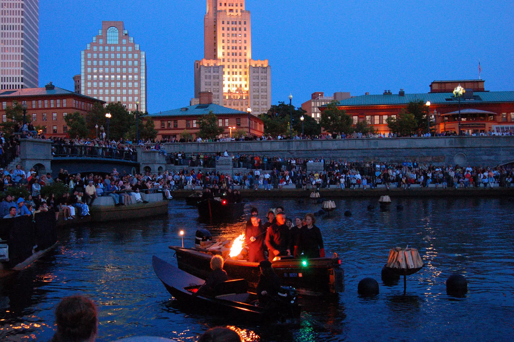 During the WaterFire festival, bonfires illuminate the river of Providence, Rhode Island © Getty Images