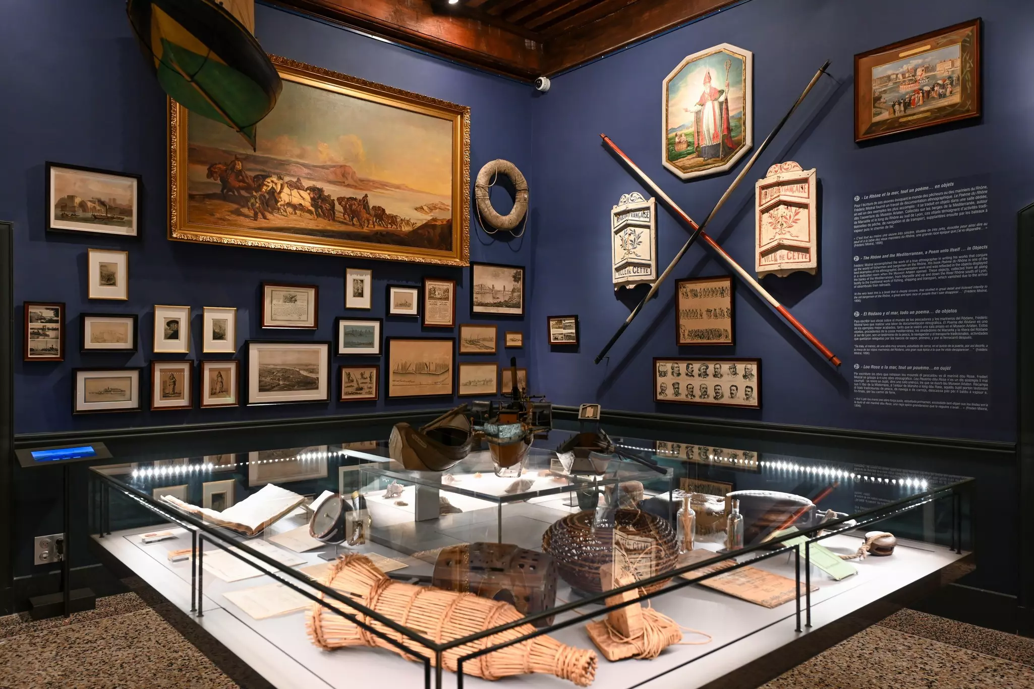 Displays in the interior of the Museon Arlaten in Arles, France.
