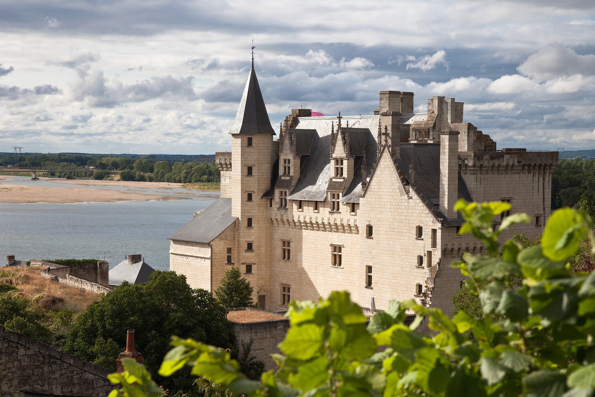 Aerial view of Castle Montsoreau in Loire Valley, France.