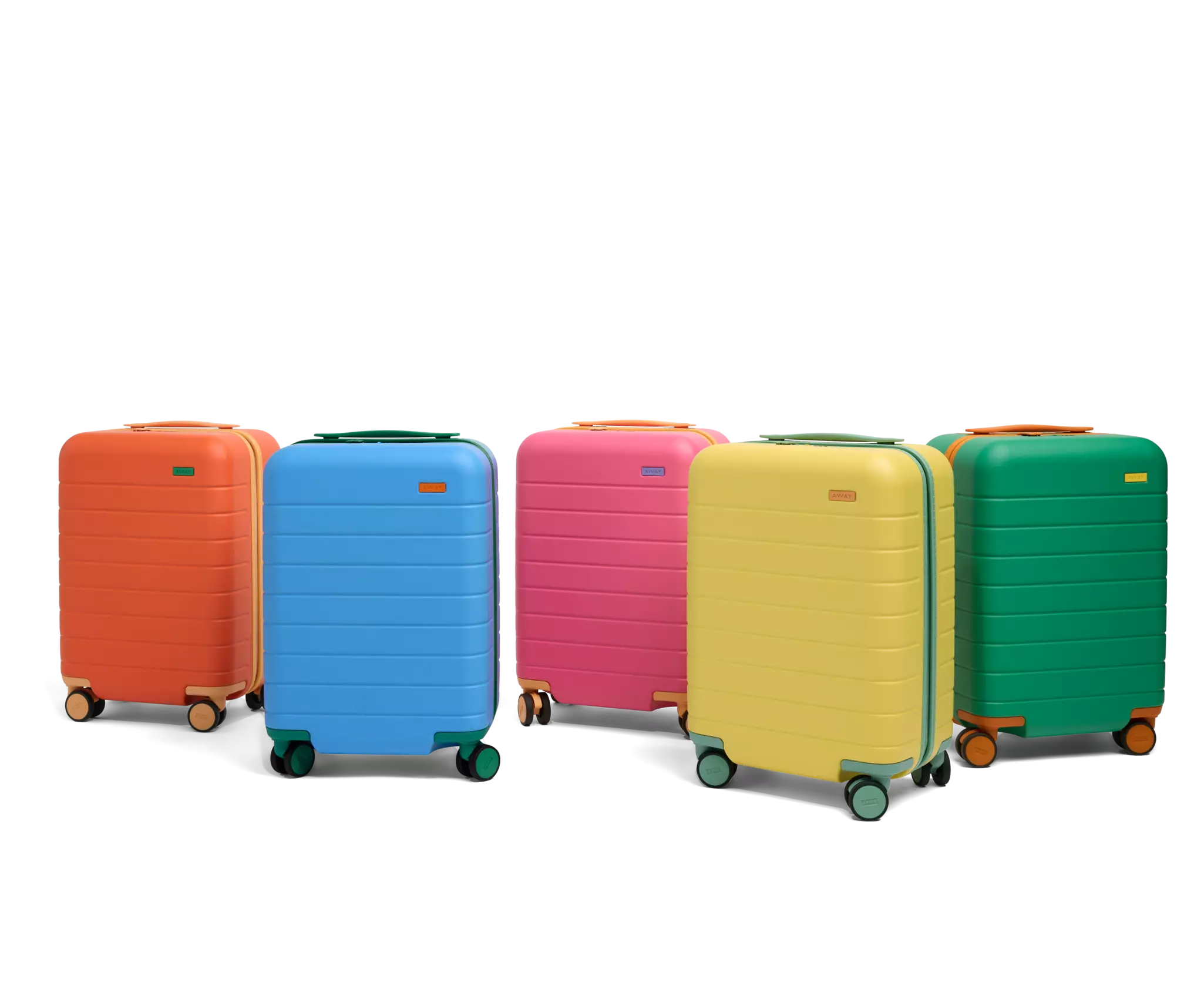 A group of five suitcases.