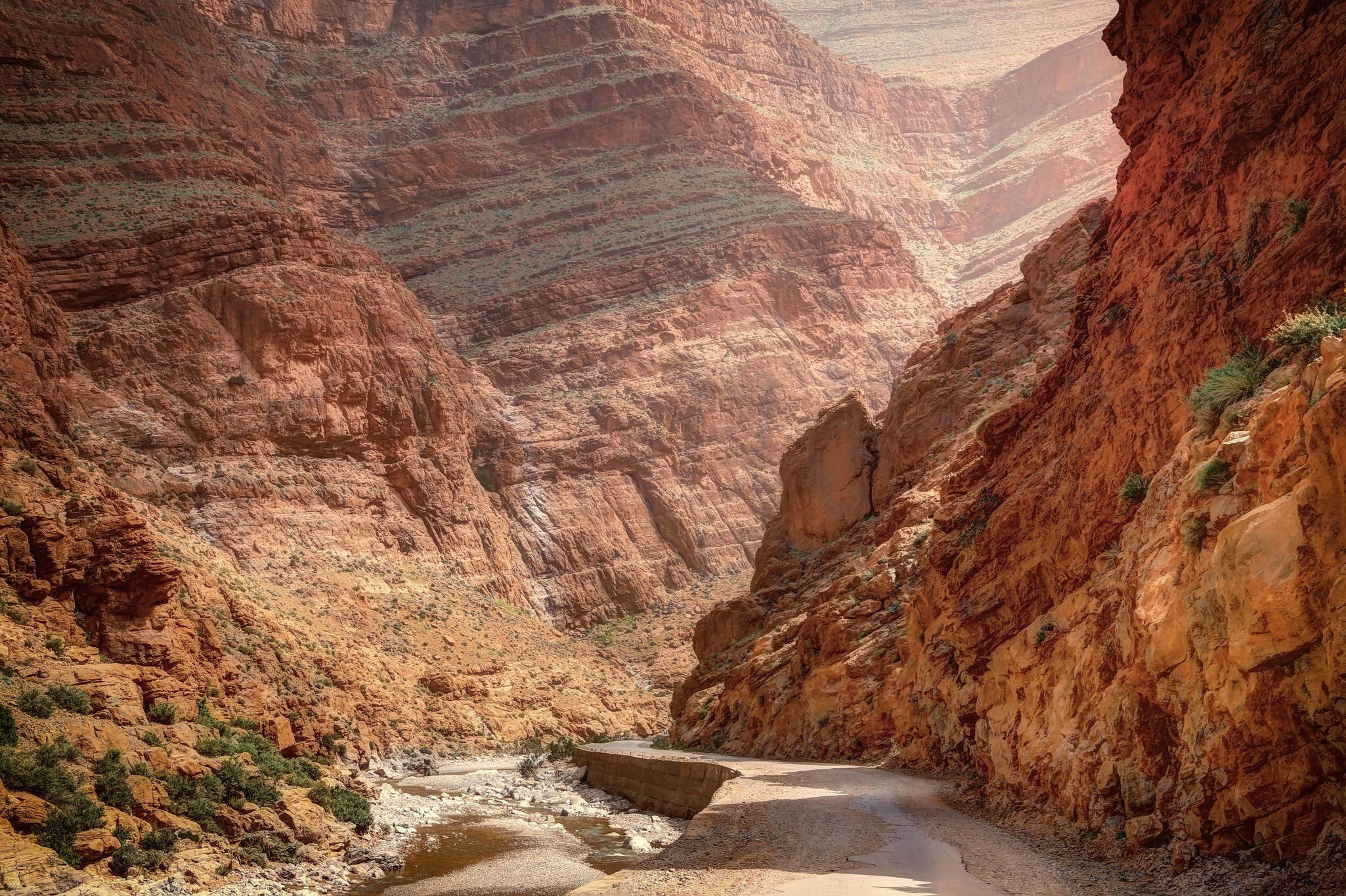 Tinghir, Morocco - April 2015: unpaved road in the Todra valley