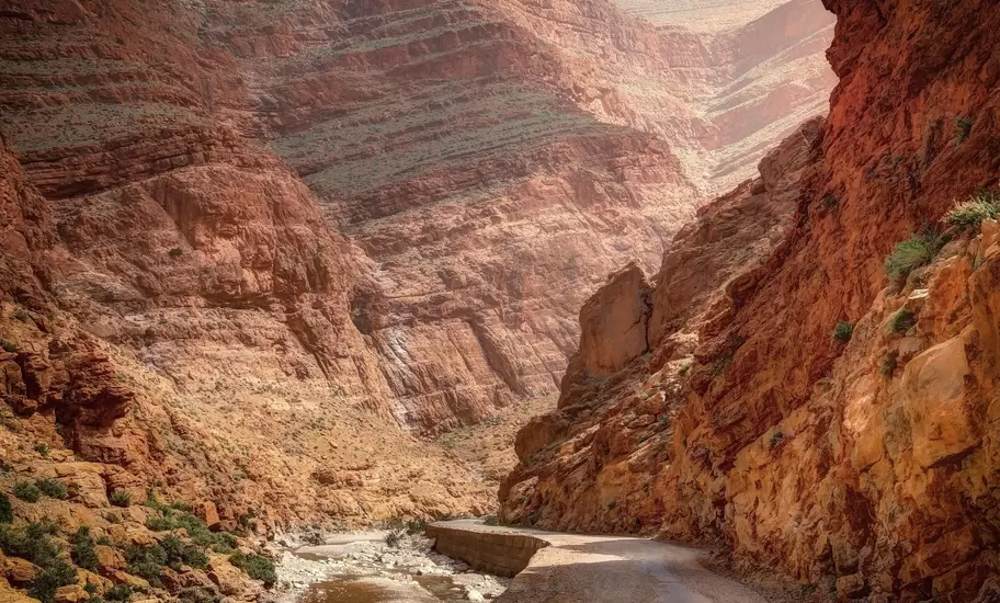 Tinghir, Morocco - April 2015: unpaved road in the Todra valley