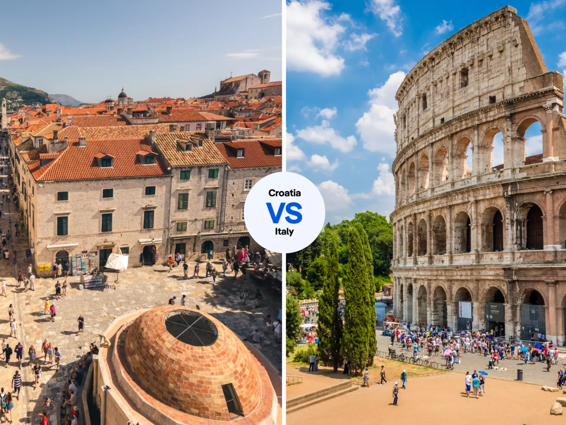 Stradun Street Dubrovnik or tour the Rome's colosseum? Read on to decide for yourself ©  Emanuel Metzenthin/Shutterstock; iStock
