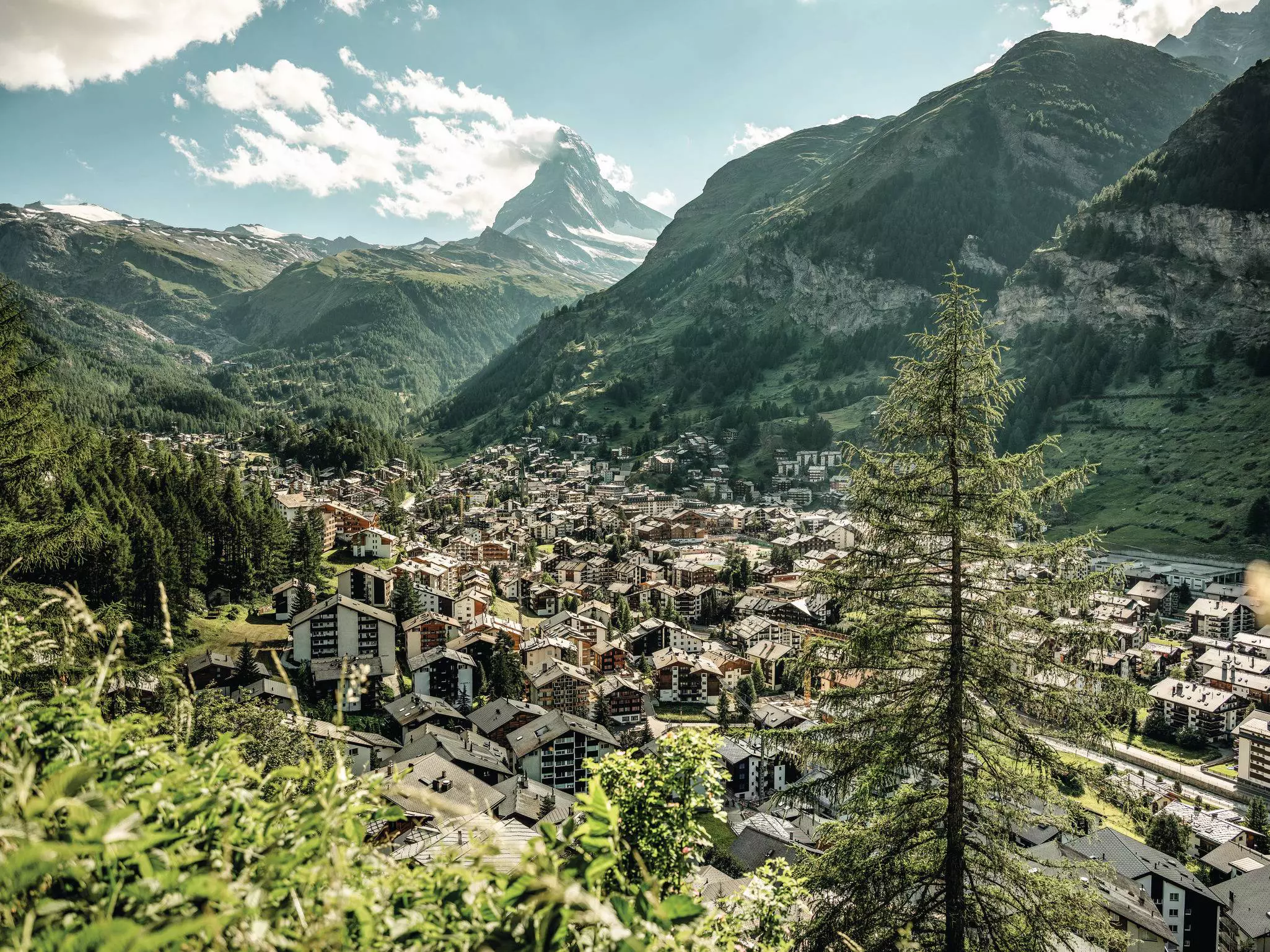Zermatt Village and Matterhorn. Switzerland.