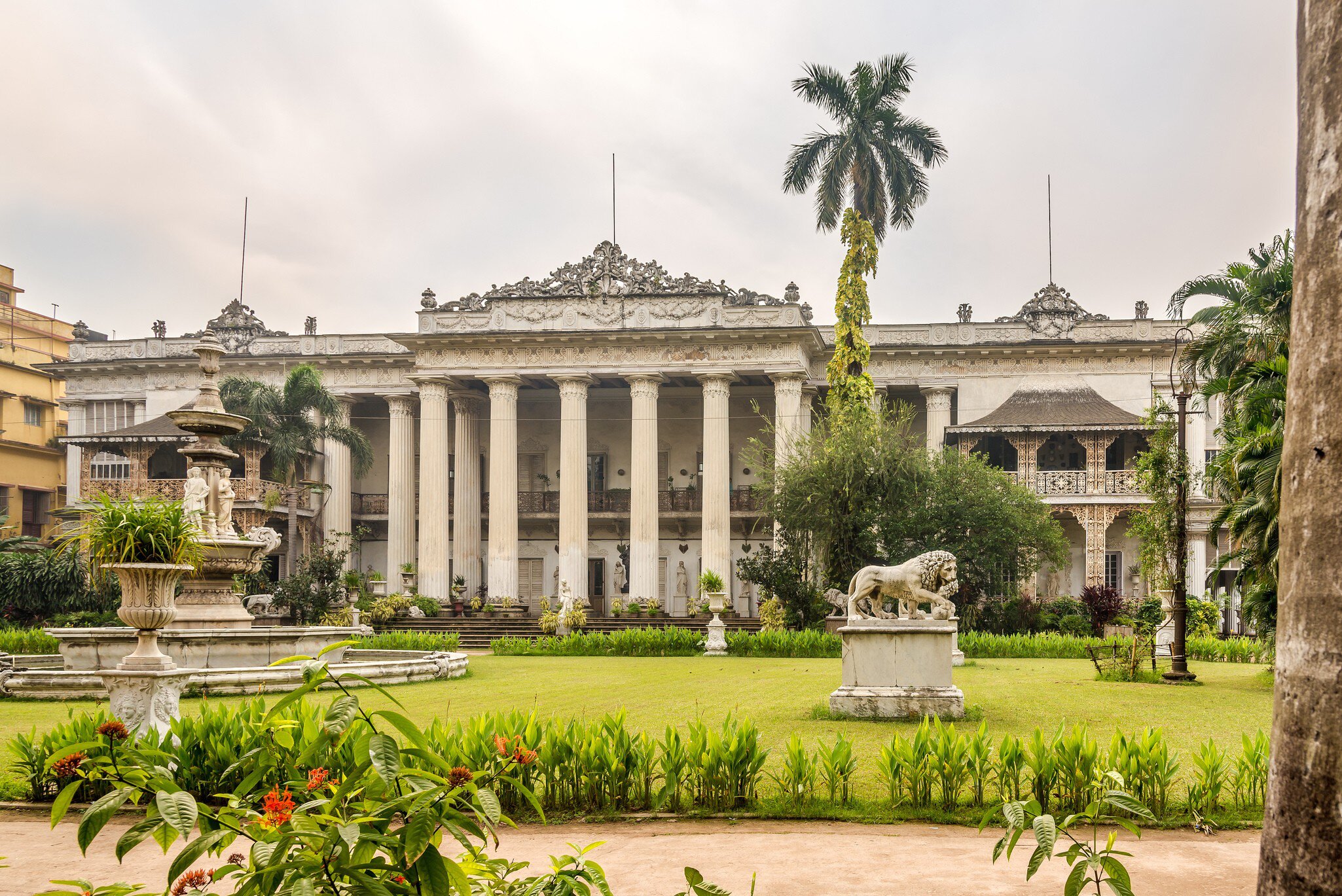 Exterior of the Marble Palace in Kolkata, West Bengal, India.