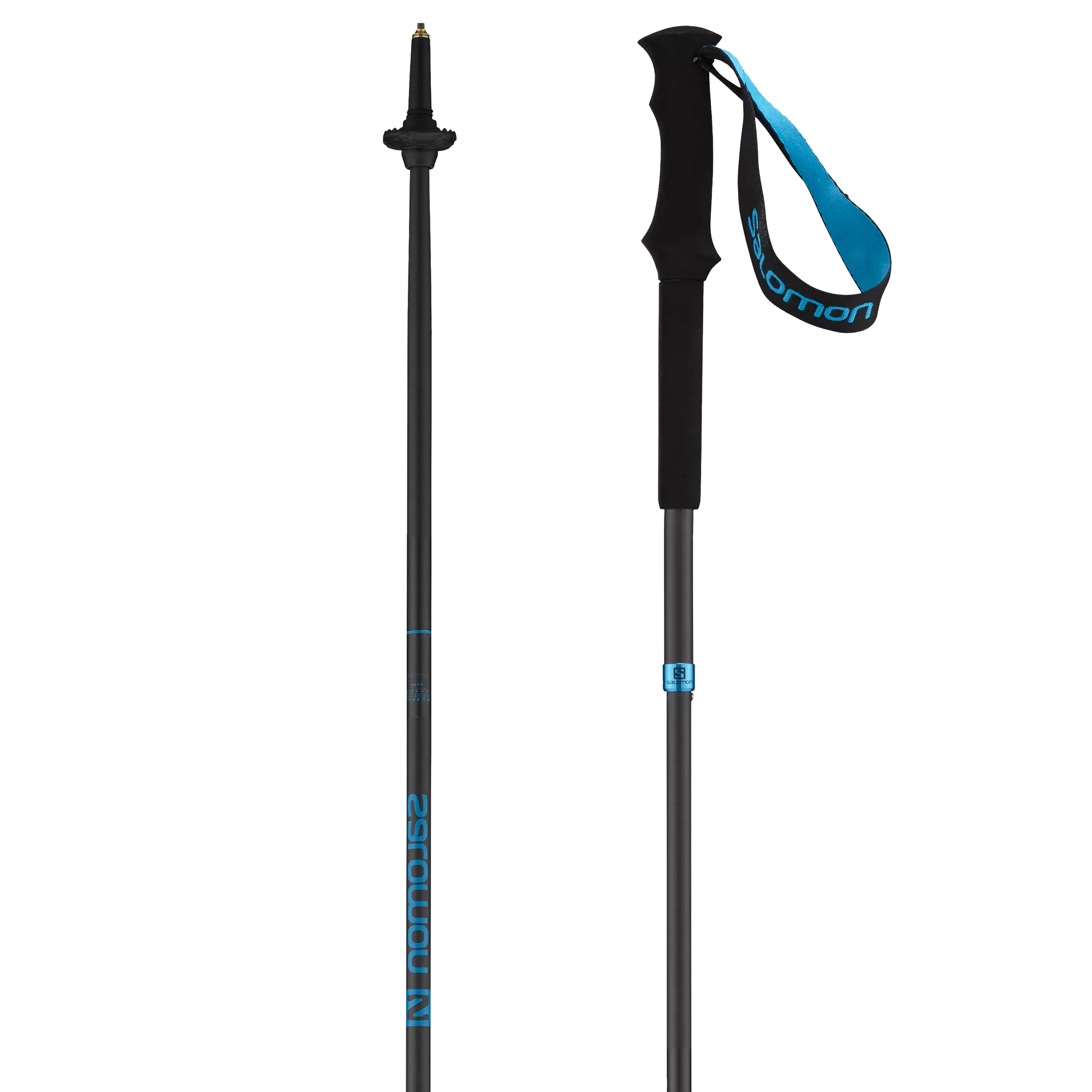 Black and blue trekking poles.