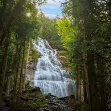 Bridal Veils Park near Chilliwack, British Columbia, Canada. The name of the park comes from the waterfall as it's smooth rock is said to create a 'veil like' effect from the falling water. , License Type: media, Download Time: 2026-04-24T19:49:22.000Z, User: LP_NZhan, Editorial: false, purchase_order: 65050 - Digital Destinations and Articles, job: App Content, client: Lonely Planet App, other: Nadine