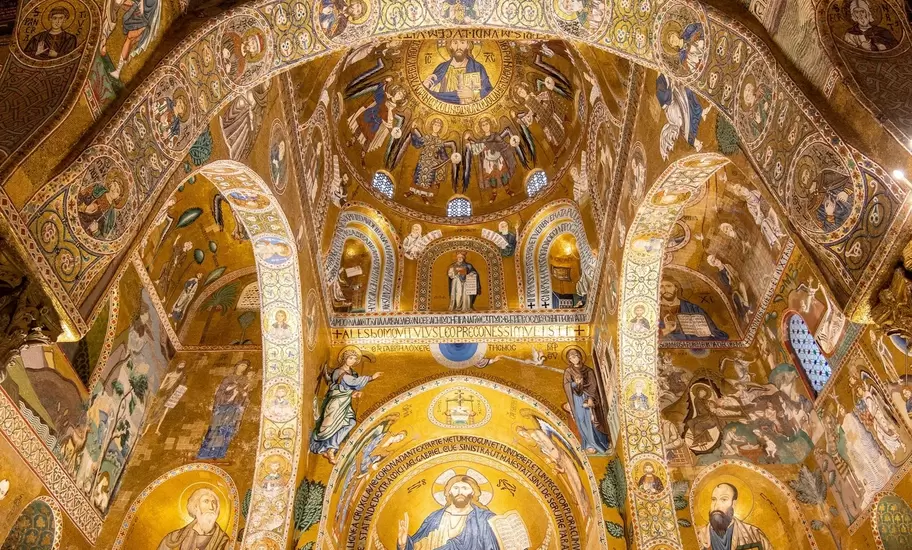 The Palatine Chapel inside the Norman Palace in Palermo, Italy displaying Byzantine, Norman and Fatimid architecture
