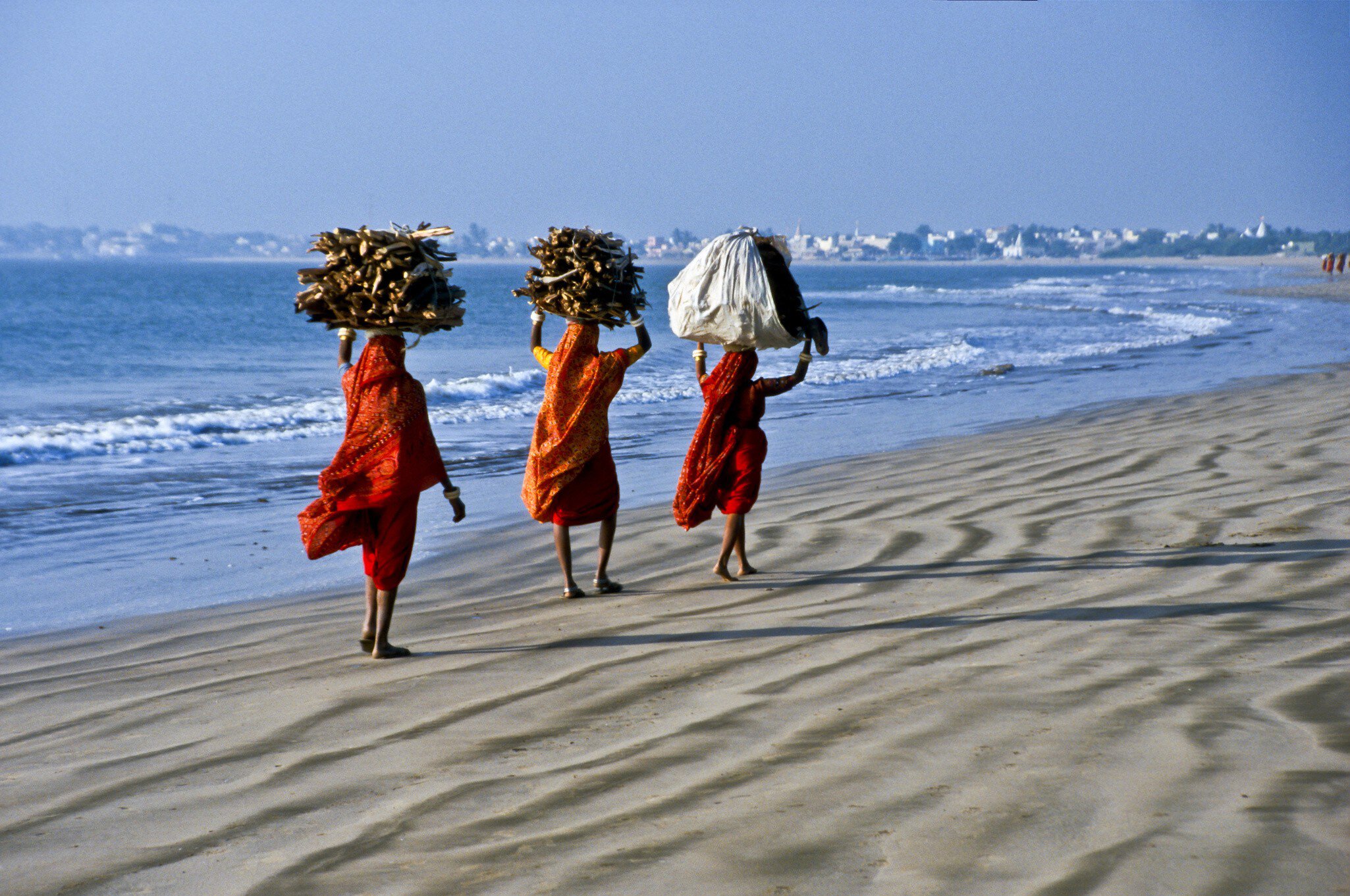 DIU, GUJARAT, INDIA - 1997/12/30: Tribal women carry firewood to the markets of diu. (Photo by Frank Bienewald/LightRocket via Getty Images)
adult, asia, authentic, beach, beautiful, beauty, bride, coast, costume, culture, dress, empty, ethnic, exotic, female, girl, hindu, holiday, hot, imitation, india, indian, landscape, nature, outdoor, sand, saree, sari, sea, summer, tradition, traditional, tranquility, travel, vacation, water, woman, women
