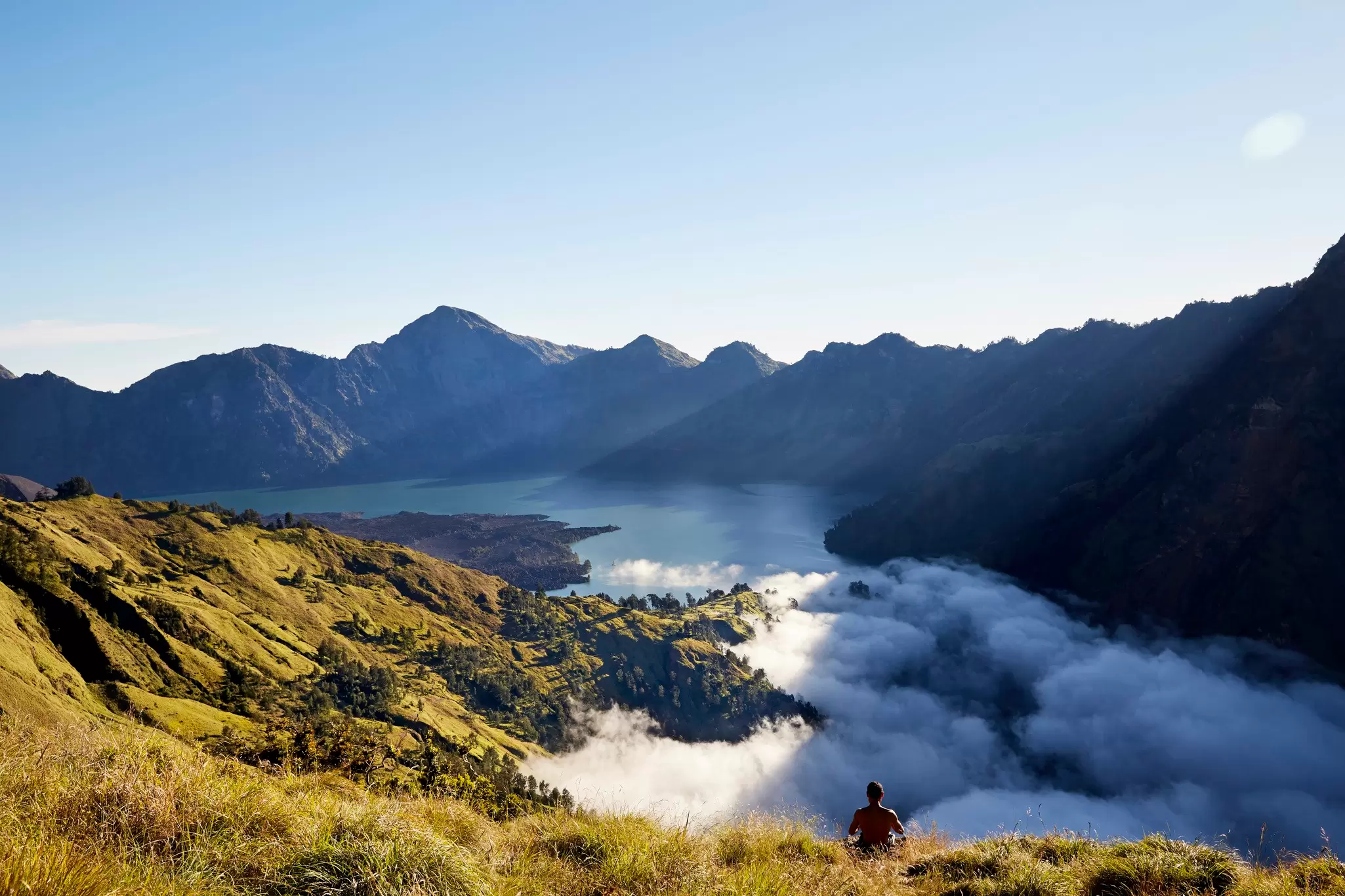 View over the Gunung Rinjani on the island of Lombok, Indonesia.