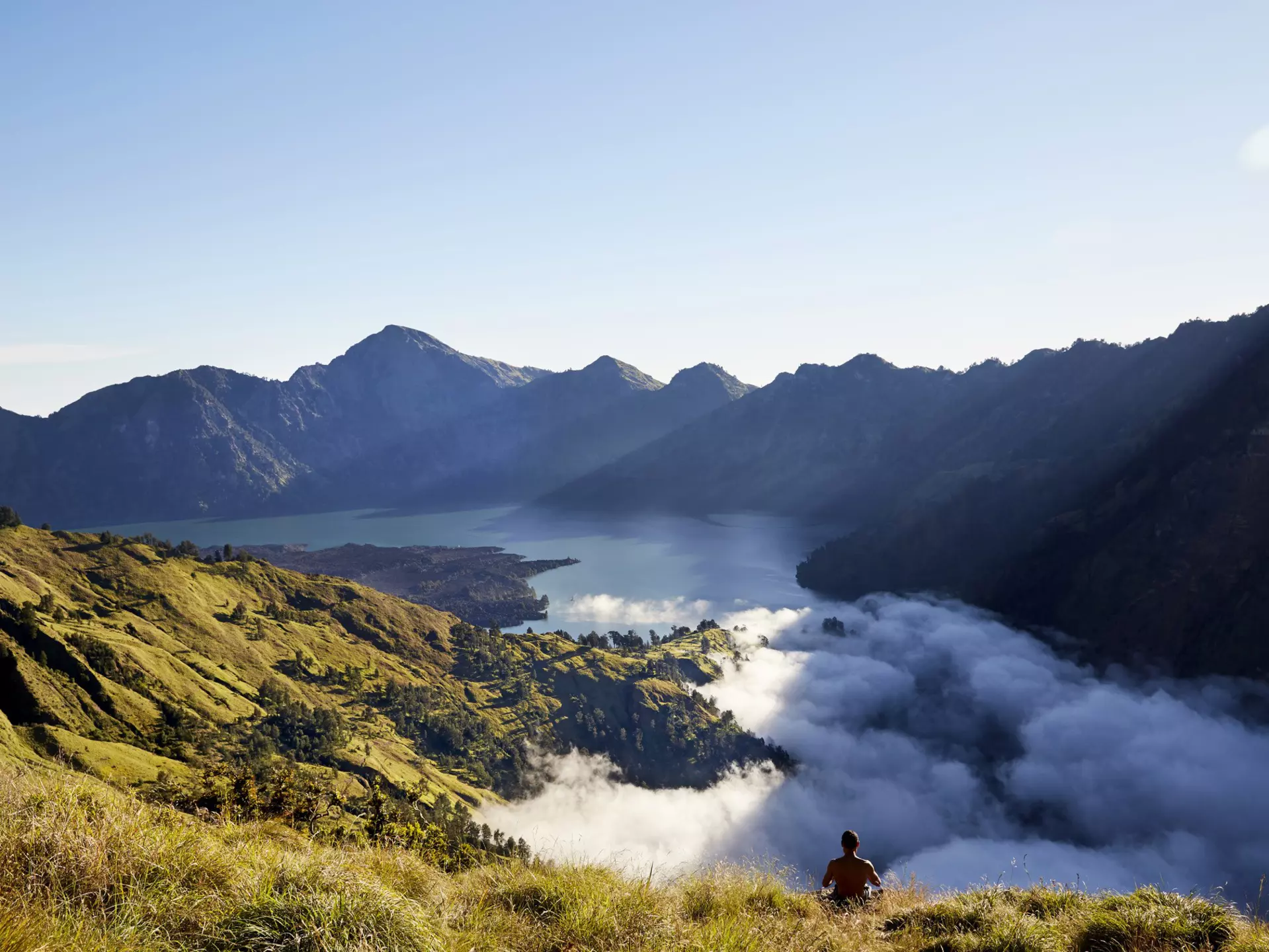 The still-active Mount Rinjani on the northern coastline of Lombok. John Laurie/Lonely Planet