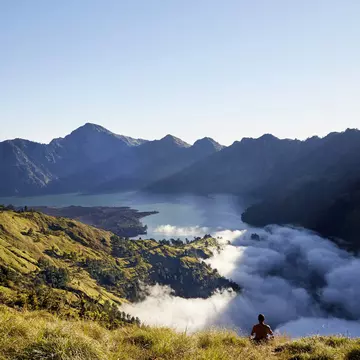The still-active Mount Rinjani on the northern coastline of Lombok. John Laurie/Lonely Planet