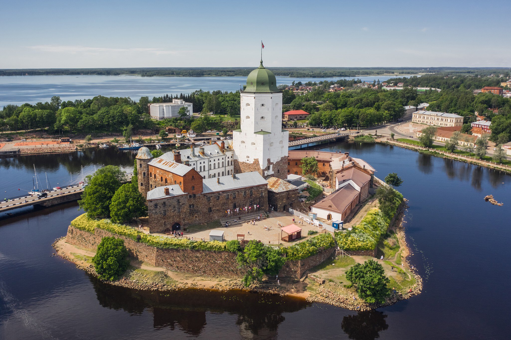 Aerial view of Vyborg castle. Medieval Swedish stronghold set on an island; Shutterstock ID 1988847053;