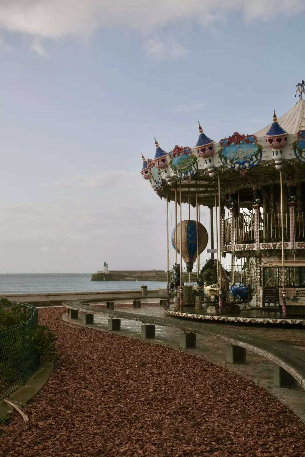 A carousel beside the beachfront in Les Sables d'Olonne, Vendée, France