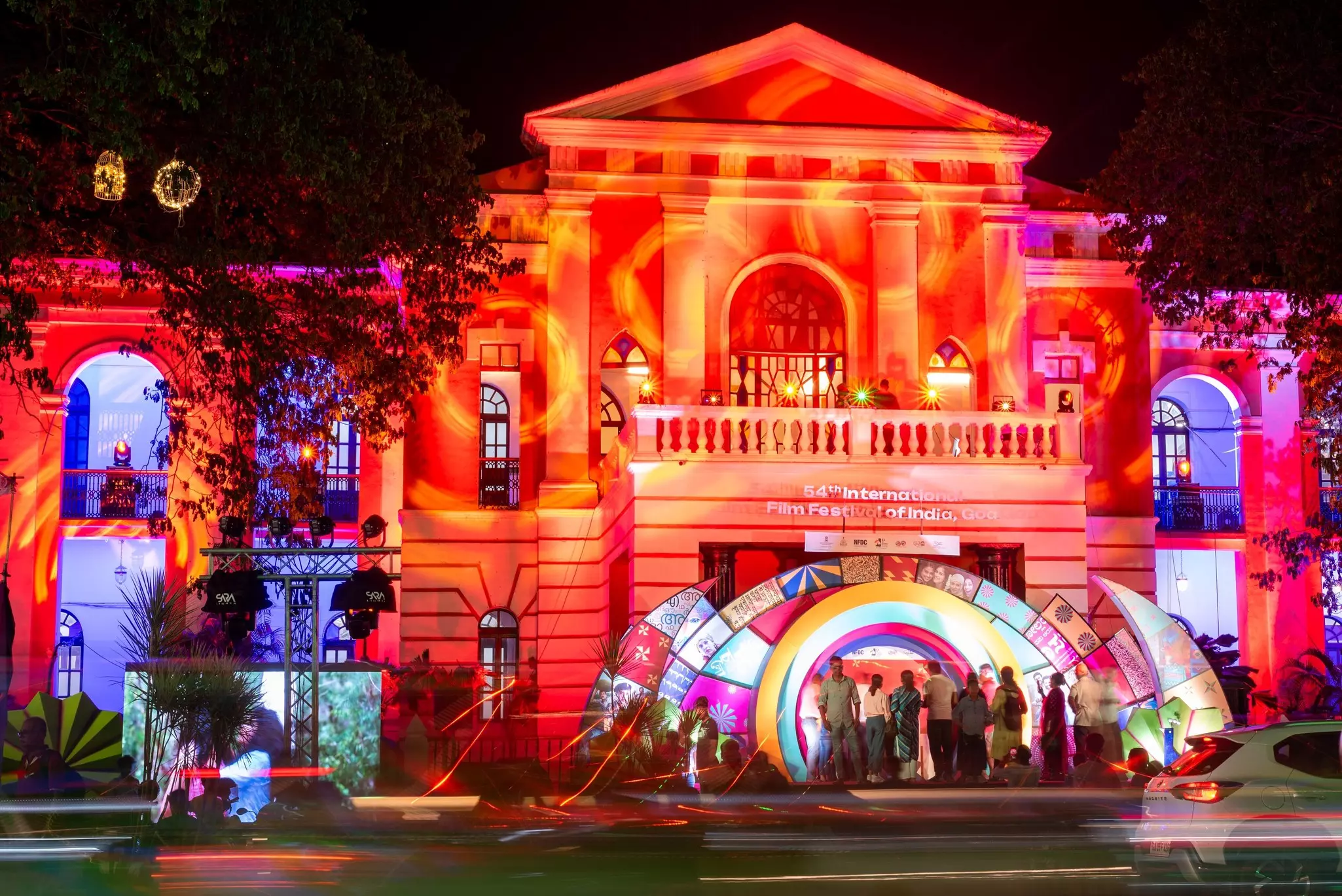 Panaji in Goa illuminated and decorated for the International Film Festival of India.