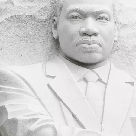 Close up of the Martin Luther King Jr Monument in Washington, DC