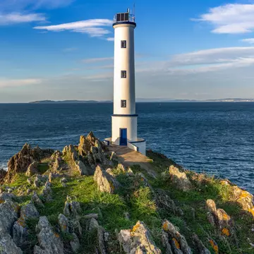 View of the Cabo de Home lighthouse in Galicia, Spain.