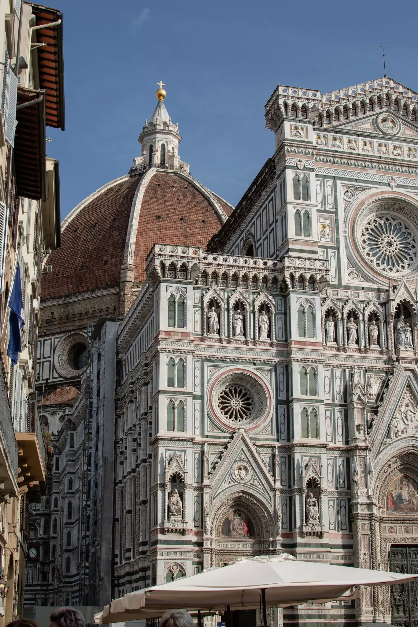 The street view - Duomo di Santa Croce in Florence. Beautiful Basilica in Firenze, Italy.