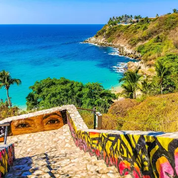 Steps leading to Playa Carrizalillo in Puerto Escondido, Oaxaca, Mexico. Arkadij Schell/Shutterstock