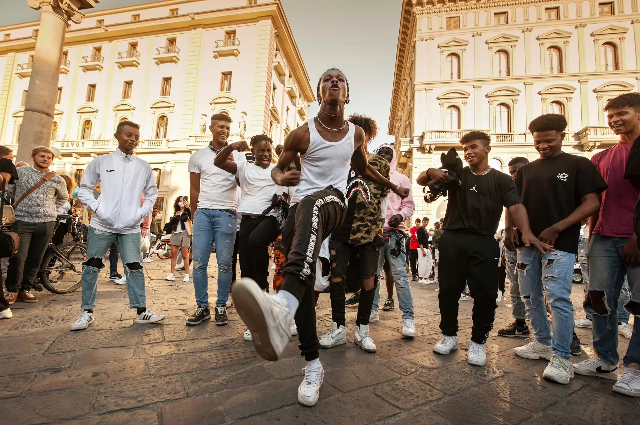 A lively plaza in Florence, Italy