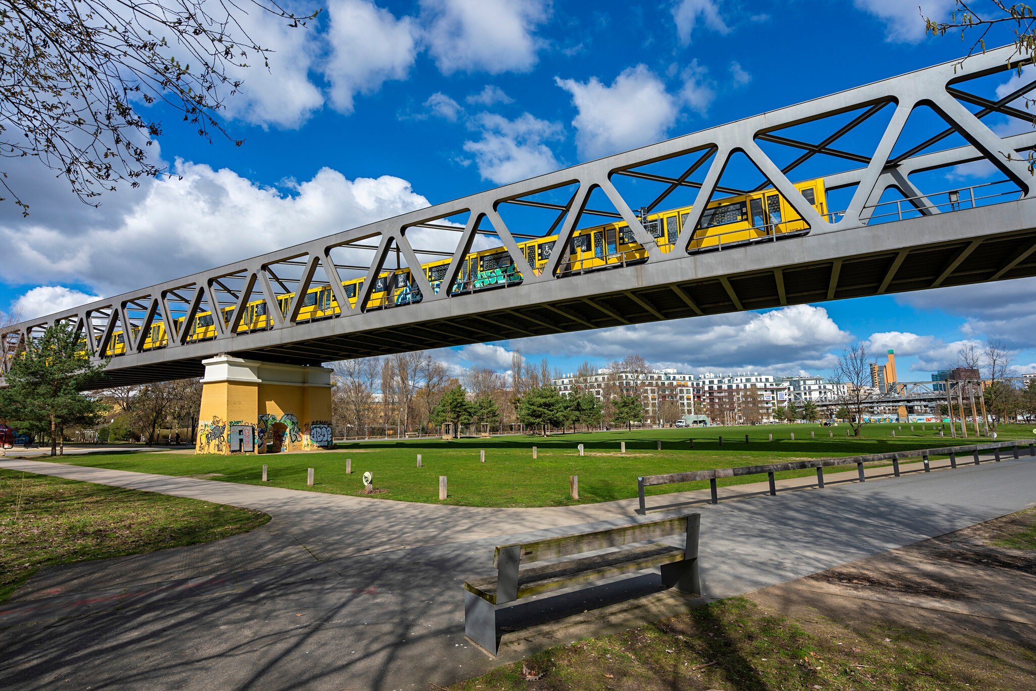 Railway bridges in Gleisdreieck Park, Tiergarten, Mitte, Berlin, Germany.