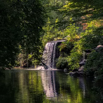 A waterfall in Bois de Vincennes in Paris, France