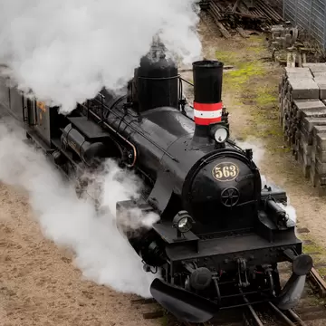 Model K 563  steam engine departing the danish railroad museum in Odense, Denmark.