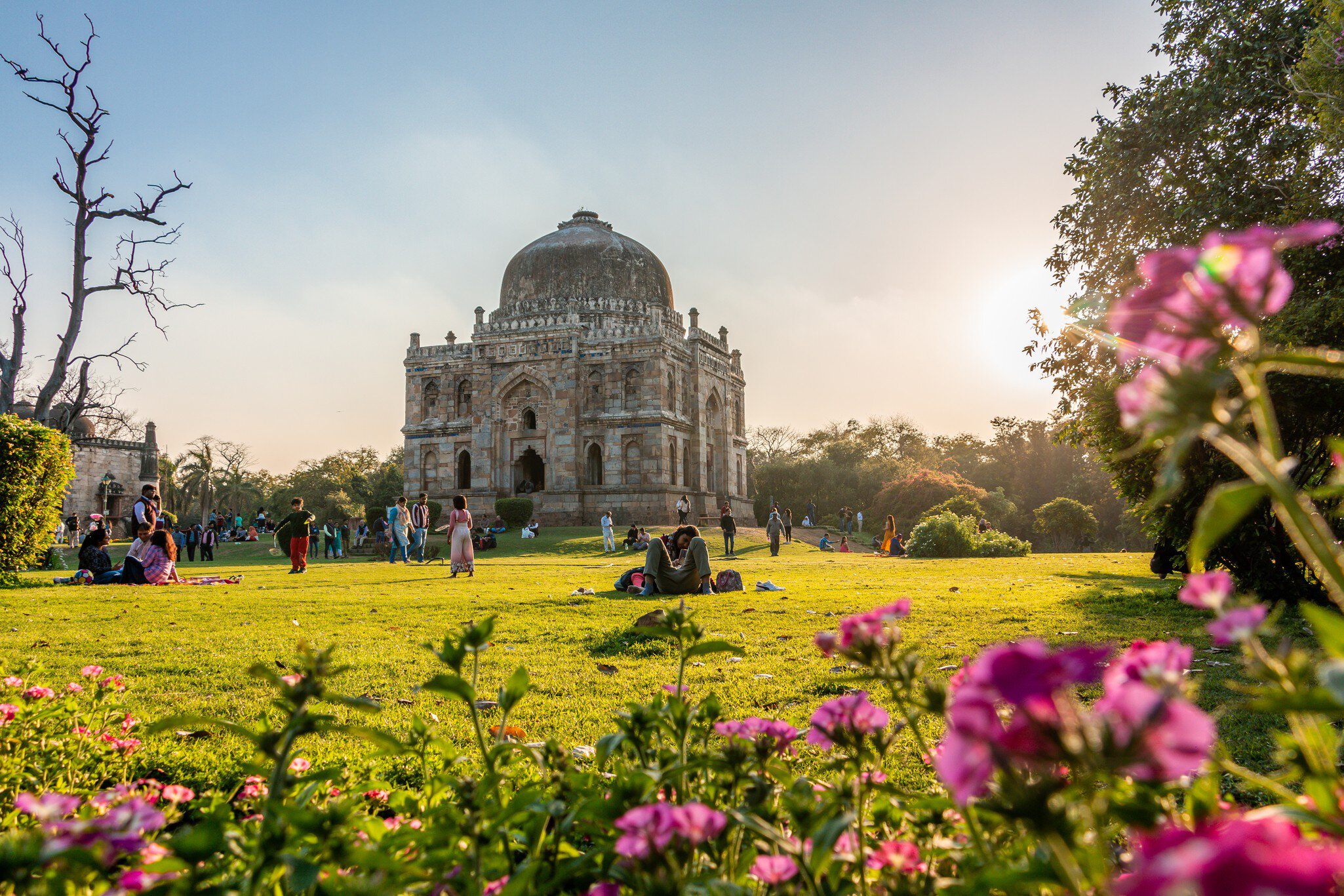 Panoramic view of Shisha Gumbad, Lodhi Garden, New Delhi, India.