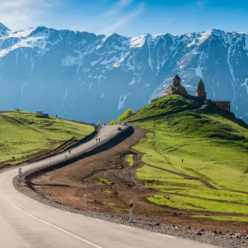 Church of the Holy Trinity in the mountains of Georgia. Vladimir Kovalchuk / Shutterstock