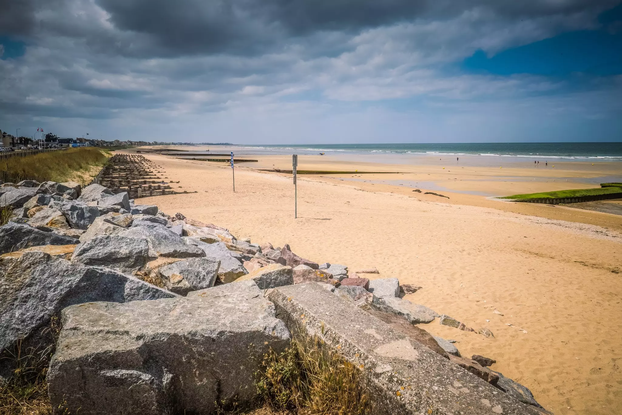 Golden sands at Sword Beach in Normandy, one of the sites for the D-Day Landings in WWII, France.