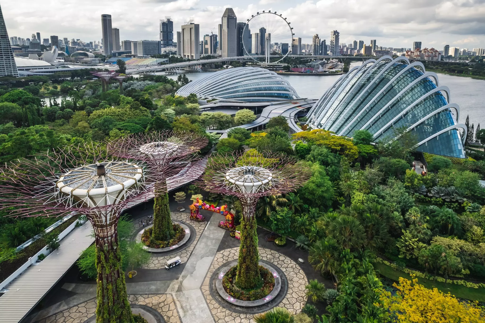 A view over the futuristic Gardens by the Bay, Singapore. 