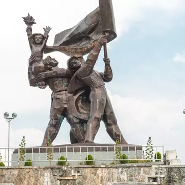 View of the Victory Monument atop D1 Hill at Dien Bien Phu, Vietnam.