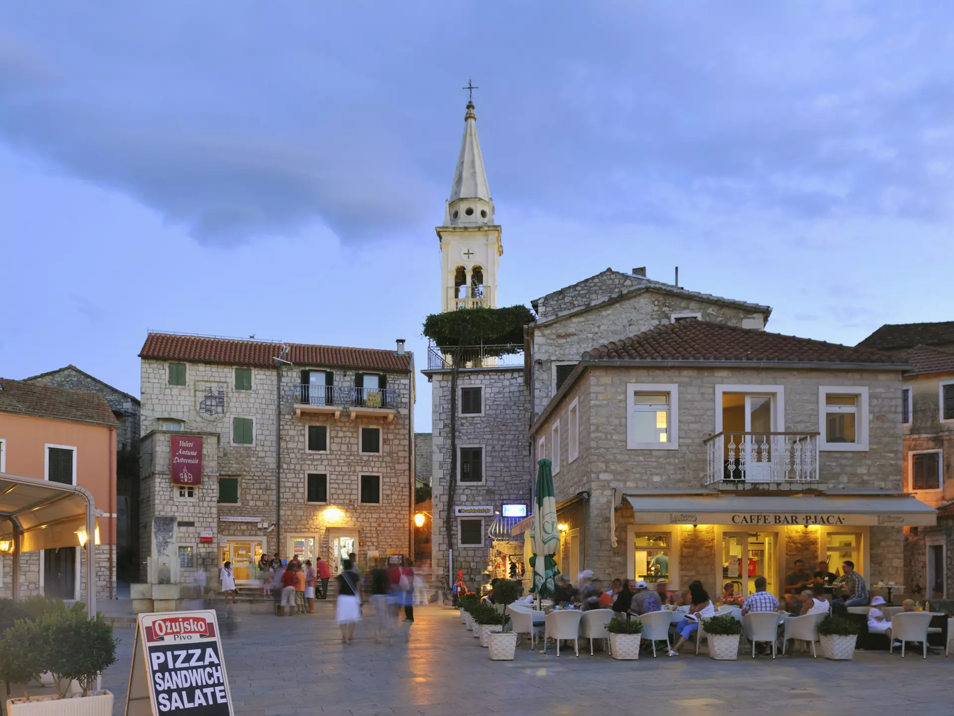 Main square in Jelsa in Croatia